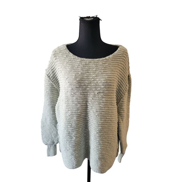 Free People Sweaters - NWT Free People Light Green Chucky Knit Dolman Sleeve Oversized Sweater Size M
